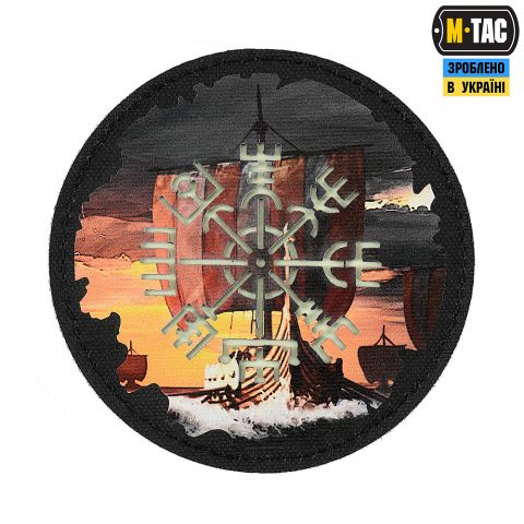 M-Tac нашивка Вегвізир/Драккар кругла (80 мм) Black/GID