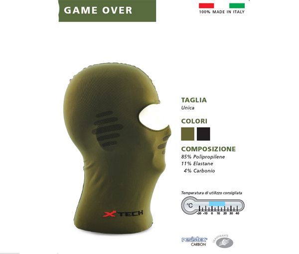 X Tech балаклава еластична Game Over олива