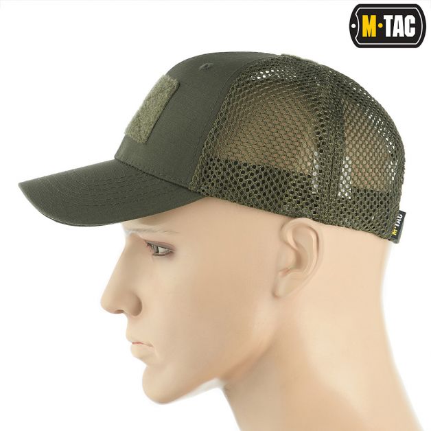 M-Tac бейсболка с липучкой и сеткой Flex рип-стоп Army Olive