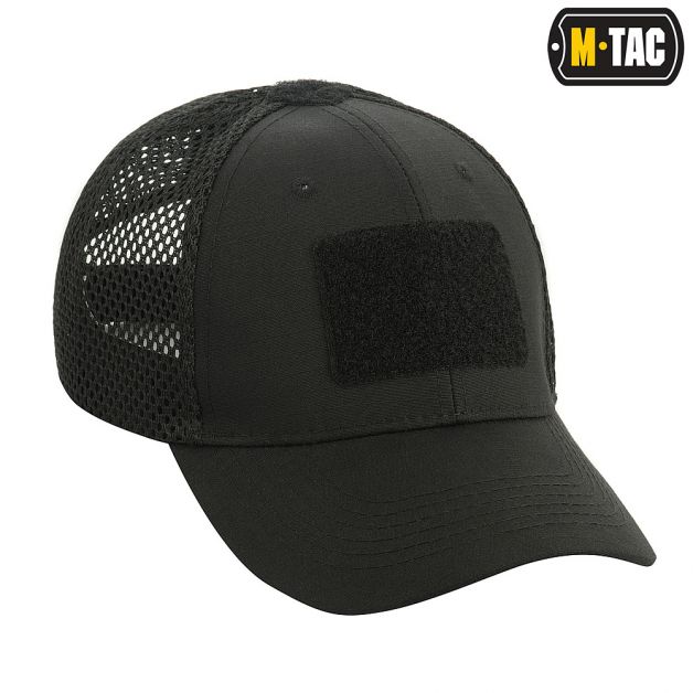 M-Tac бейсболка с липучкой и сеткой Flex рип-стоп Black