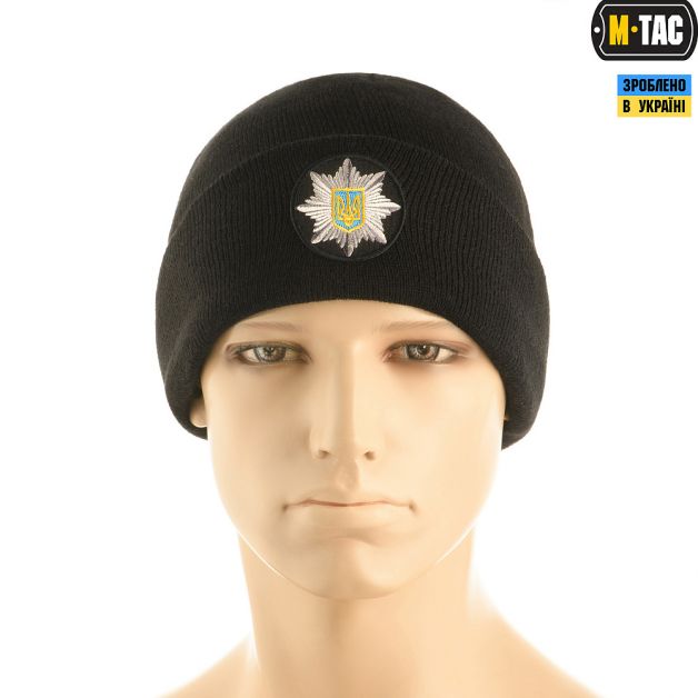 M-Tac шапка Полиция тонкая вязка 100% акрил Black