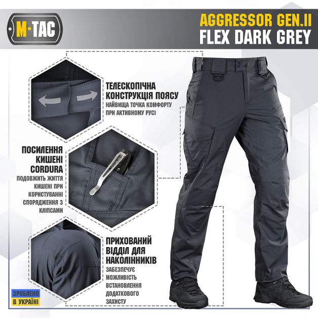 M-Tac брюки Aggressor Gen II Flex Dark Grey