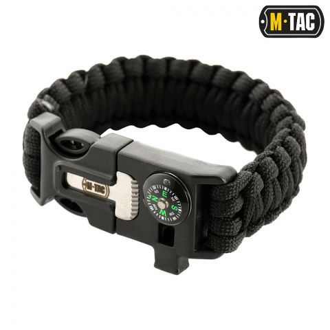 M-Tac браслет паракорд з висікачем іскор і свистком Black