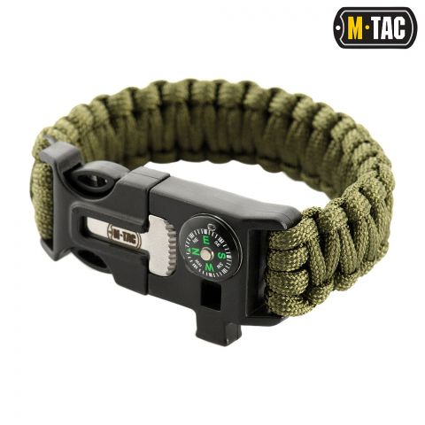 M-Tac браслет паракорд з висікачем іскор і свистком Olive
