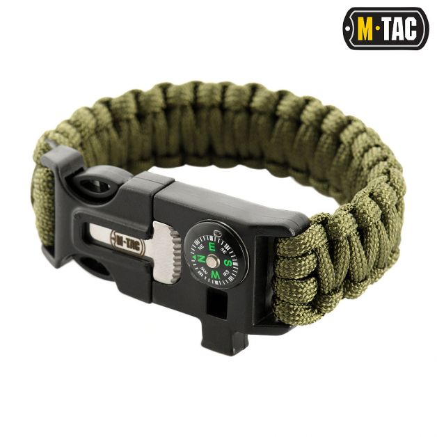 M-Tac браслет паракорд з висікачем іскор і свистком Olive