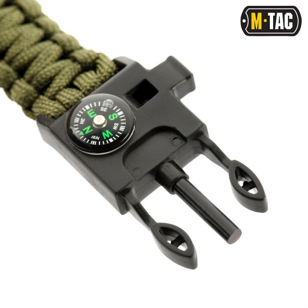 M-Tac браслет паракорд з висікачем іскор і свистком Olive