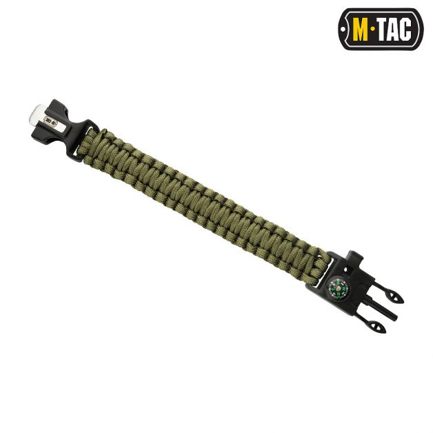 M-Tac браслет паракорд з висікачем іскор і свистком Olive