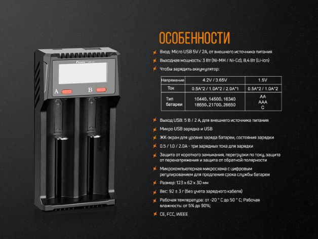Fenix зарядное устройство ARE-D2