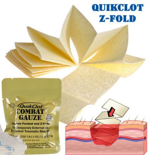 QuikClot кровоостанавливающий бинт Combat Gauze Z-Fold 7,5см/3,7см
