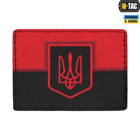 M-Tac нашивка прапор червоно-чорний з гербом (жаккард)
