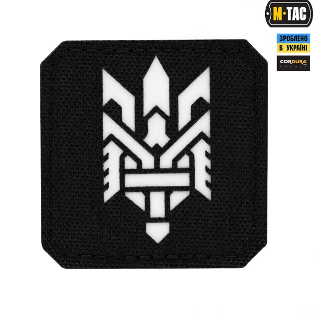 M-Tac нашивка Тризуб (стилизация) Laser Cut малая светонакопитель/Black