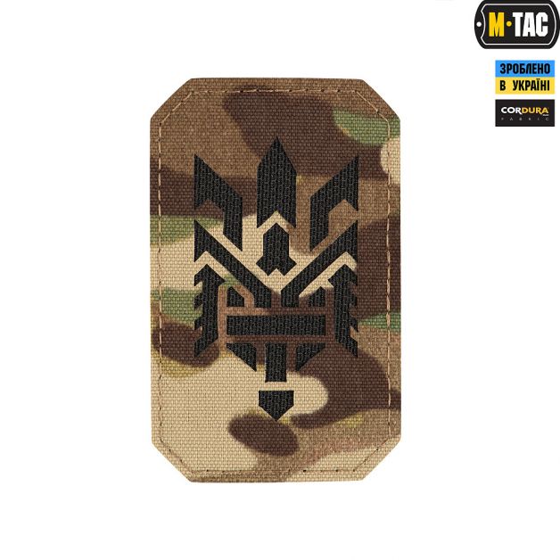 M-Tac нашивка Тризуб (стилизация) Laser Cut вертикальная Black/Multicam