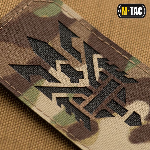 M-Tac нашивка Тризуб (стилизация) Laser Cut вертикальная Black/Multicam