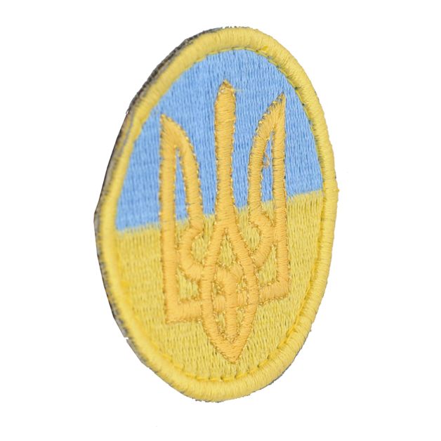 Нашивка круглая герб України на колірах прапора 60х60мм