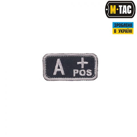 M-Tac нашивка группа крови A+ Pos черно-серая
