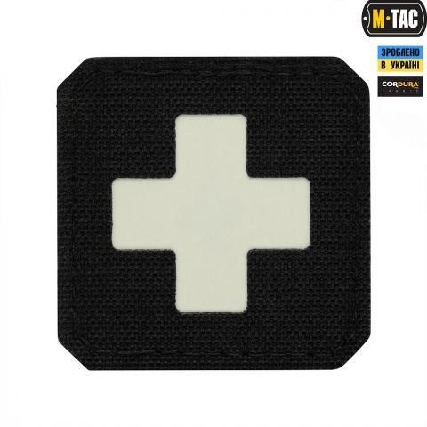 M-Tac нашивка Medic Cross Laser Cut Black/світлонакопичувач