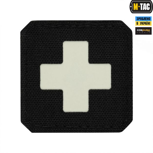 M-Tac нашивка Medic Cross Laser Cut Black/светонакопитель