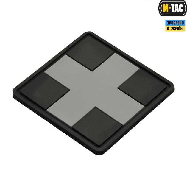 M-Tac нашивка Medic Cross Square ПВХ черный/серый