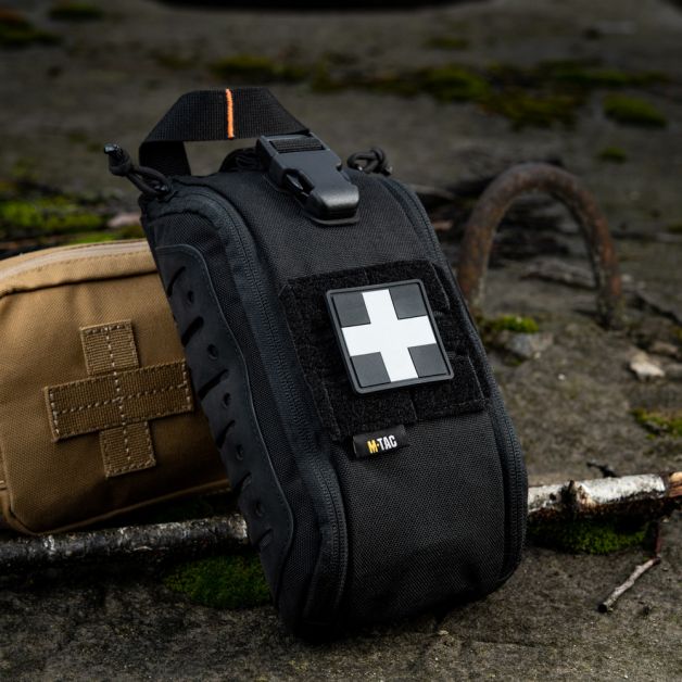 M-Tac нашивка Medic Cross Square ПВХ черный/серый