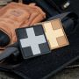 M-Tac нашивка Medic Cross Square ПВХ черный/серый