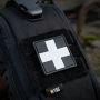 M-Tac нашивка Medic Cross Square ПВХ черный/серый