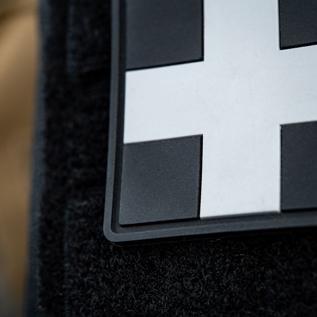 M-Tac нашивка Medic Cross Square ПВХ черный/серый
