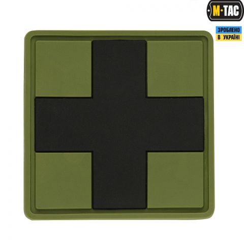 M-Tac нашивка Medic Cross Square ПВХ олива/чорний