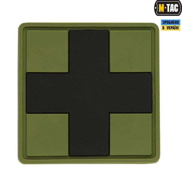 M-Tac нашивка Medic Cross Square ПВХ олива/чорний