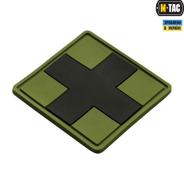 M-Tac нашивка Medic Cross Square ПВХ олива/чорний