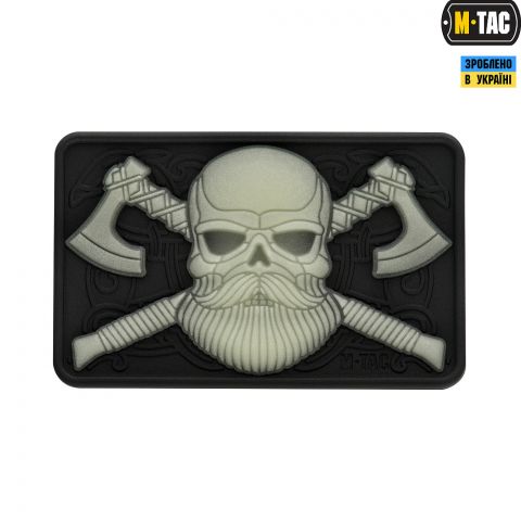 M-Tac нашивка Bearded Skull 3D ПВХ Black/светонакопитель