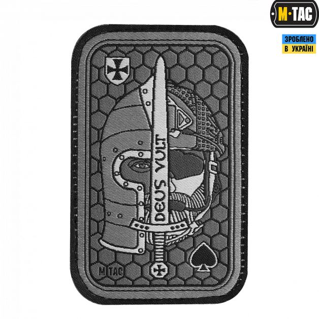 M-Tac нашивка Deus Vult Ace (жаккард) серая