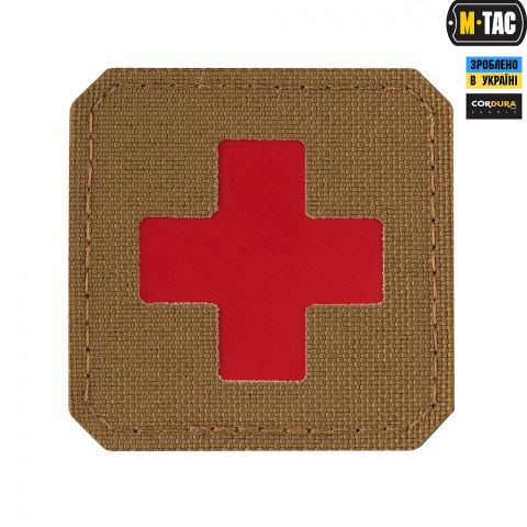 M-Tac нашивка Medic Cross Laser Cut Coyote/Red