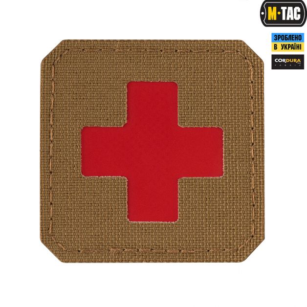 M-Tac нашивка Medic Cross Laser Cut Coyote/Red