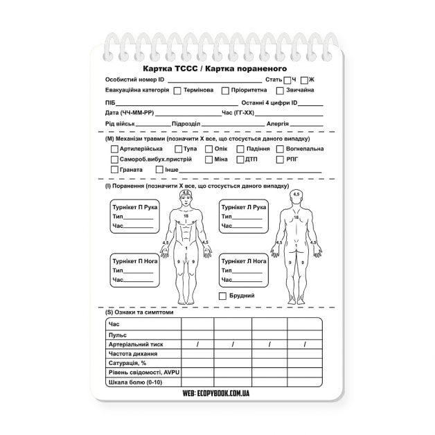 Ecopybook Tactical набір карток пораненого 10 шт.