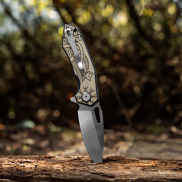 M-Tac ніж складний Type 12 Scandinavian Stonewash Black/Sand