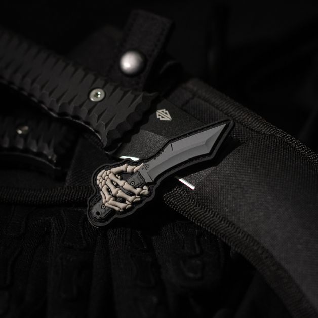 M-Tac нашивка Skeleton Knife PVC Grey
