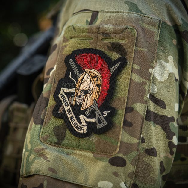 M-Tac нашивка шлем Vivere Est Militare (вышивка)